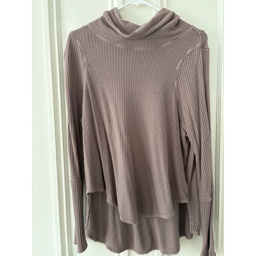 Free People We The Free women's Mauve Waffle Knit Cowl Neck Sweater M